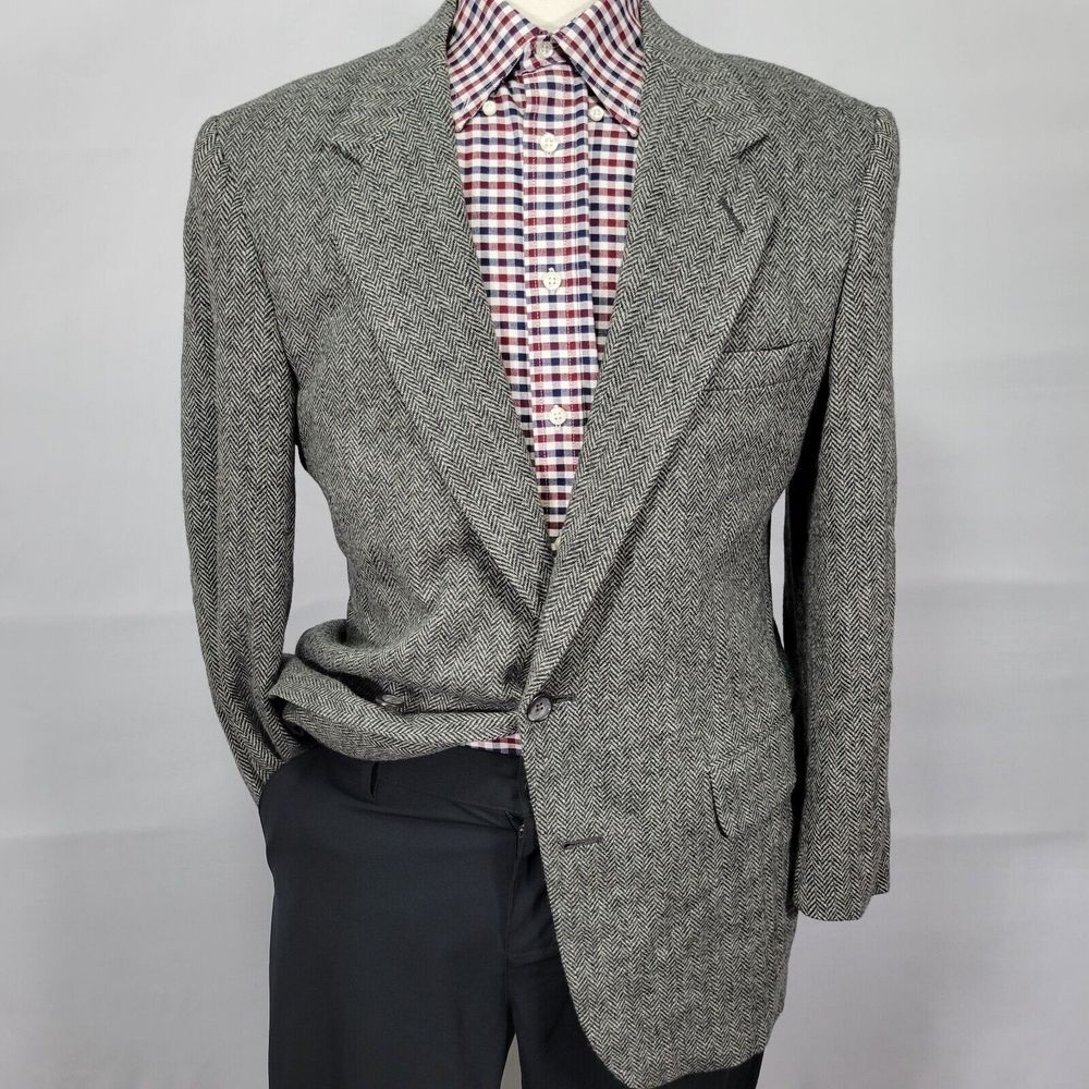 John Alexander Hart Marx Men's Tweed Sport‎ Coat Blazer Two Button Gray Sz 42S